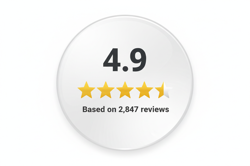 4.9
★★★★★
Based on 2,847 reviews