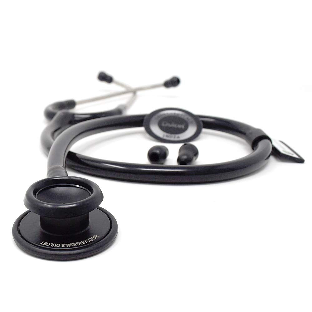 IS IndoSurgicals Dulcet Black Stethoscope for Doctors and Medical Students