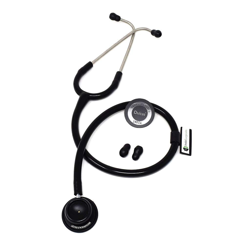 IS IndoSurgicals Dulcet Black Stethoscope for Doctors and Medical Students