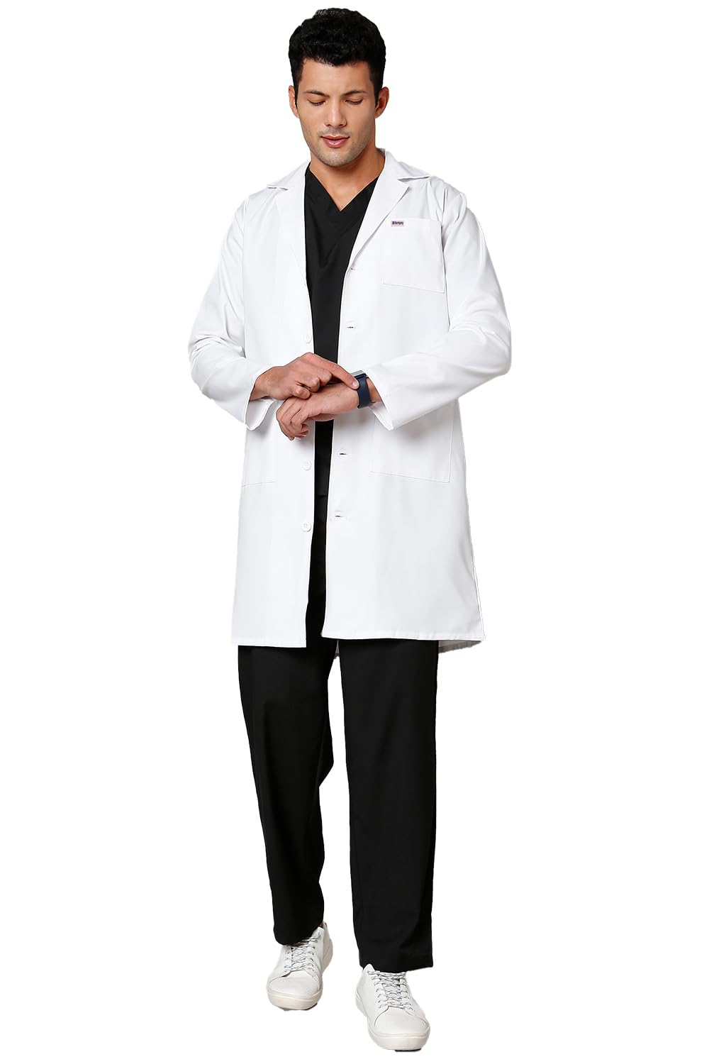KNYA Men's Lab Coat | Poly Viscose Long Sleeves Medical Apron | 3 Pockets | Uniform for Doctors