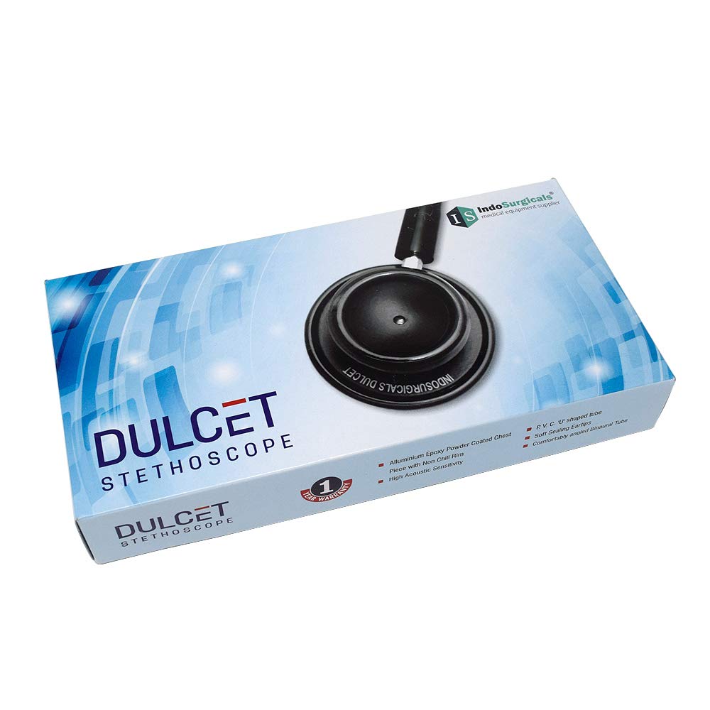 IS IndoSurgicals Dulcet Black Stethoscope for Doctors and Medical Students