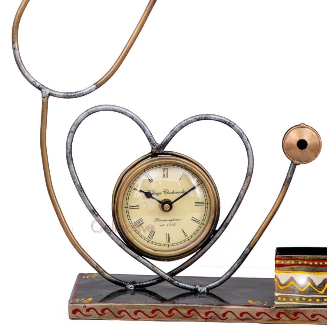 Collective Home Décor - Stethoscope Pen Holder with Clock & Card Holder