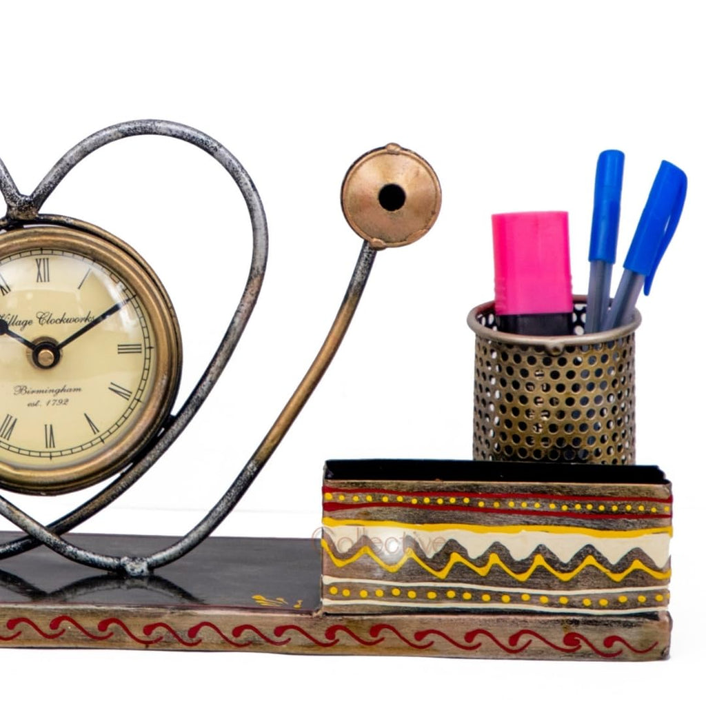 Collective Home Décor - Stethoscope Pen Holder with Clock & Card Holder