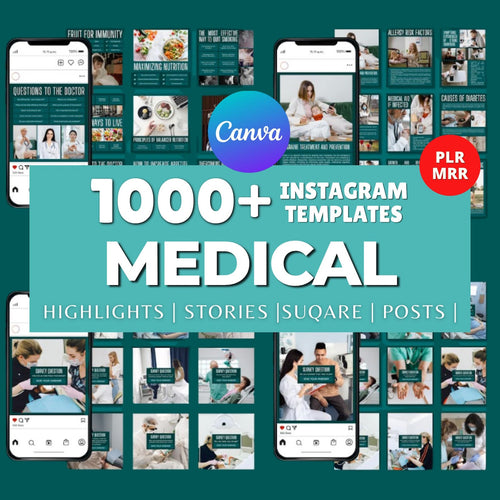 1000+ Medical Instagram Canva Templates | Healthcare Social Media Bundle | Editable Posts, Stories & Highlights | Lifetime Access