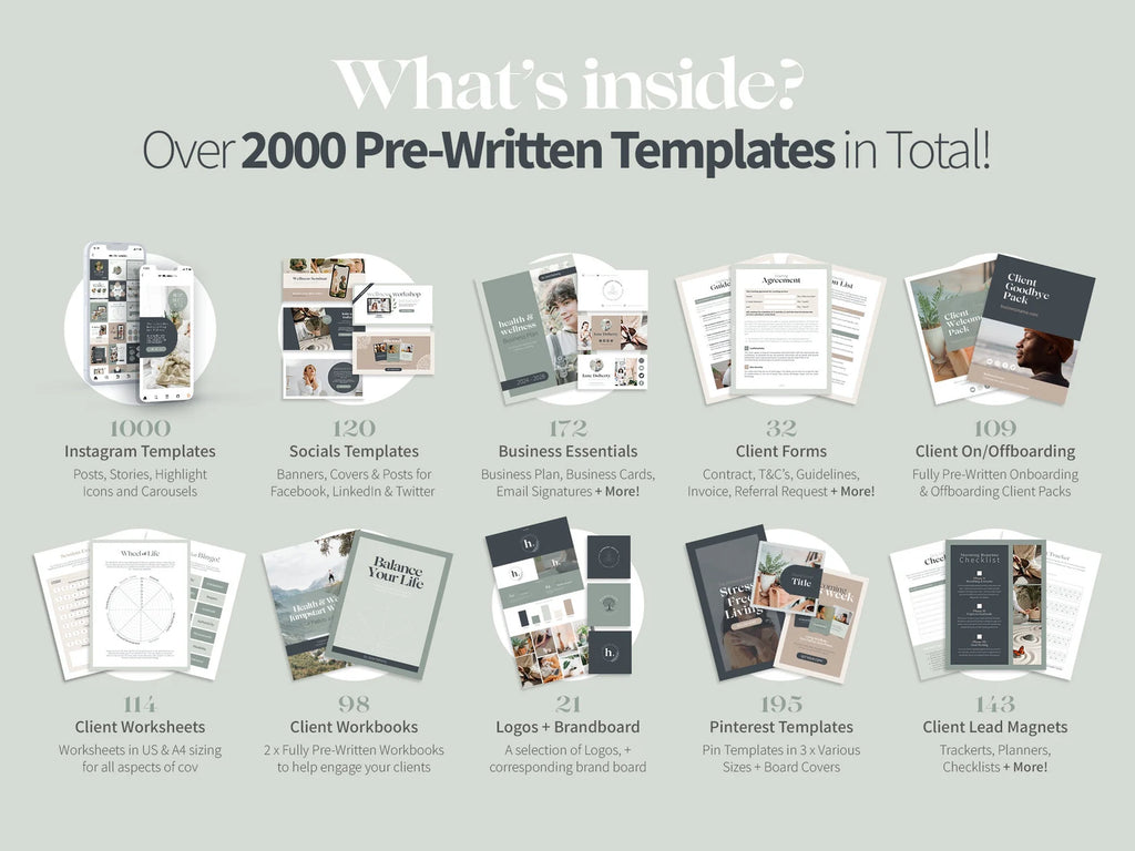 Health & Wellness Branding Toolkit | 2000+ Canva Templates for Coaches | Social Media, Workbooks, Business Essentials & Client Resources